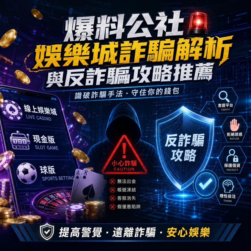 反詐騙攻略海報：藍色護盾寫着『反詐騙攻略』，左邊有手機介面與金幣，中央有戴帽黑客與紅色警示三角牌，宣傳防詐騙。